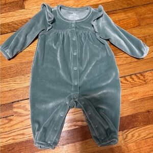 Baby Velvet One-Piece Romper in Sage Green